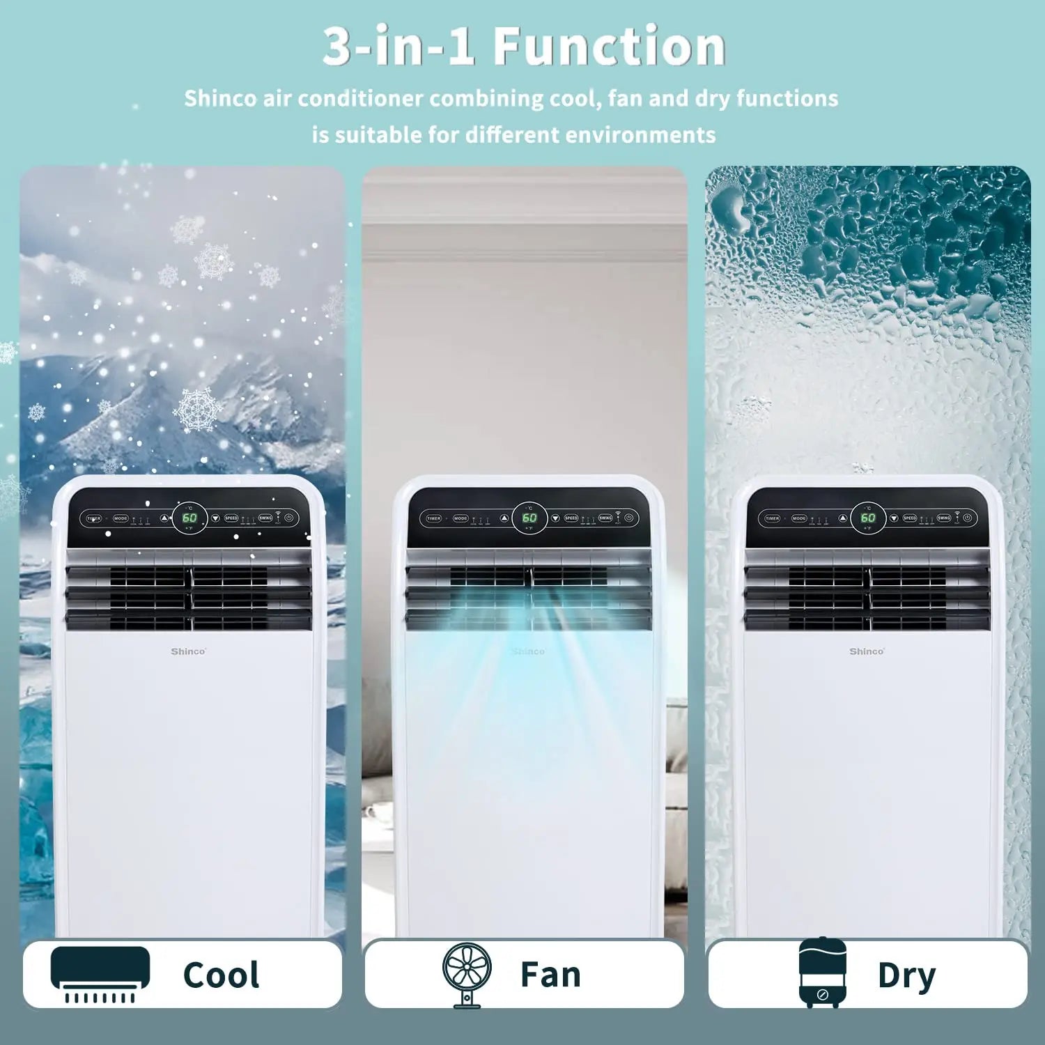 12000 BTU Portable Air Conditioner WiFi Cool Fan Dehumidifier 450 SqFt Remote 24H Timer Install Kit, Custom
