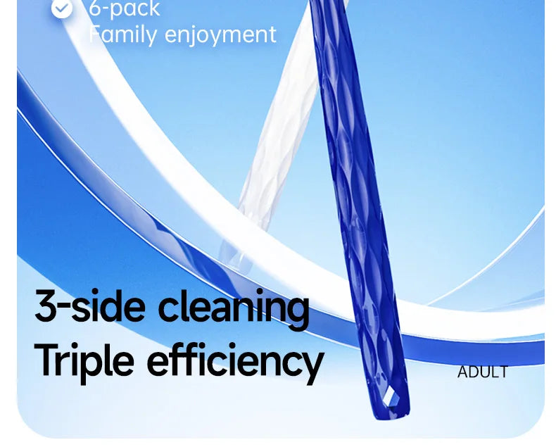 Clean Every Surface at Once — 3D U-Shaped Three-Sided Soft Toothbrush | 6pcs, 0.15mm Soft Bristles, Comprehensive Oral Cleaning for Adults