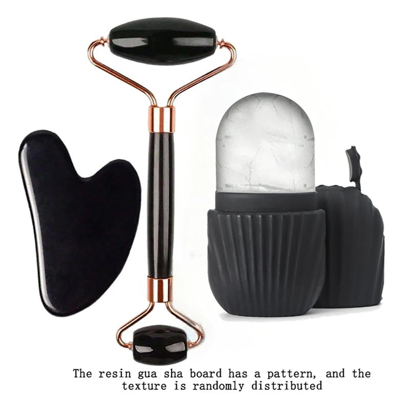 Lift. Contour. De-Puff. — Ice Face Roller & Gua Sha Facial Skincare Set | 1/3/4pc, Face Massage Roller, Lifting & Contouring Tool