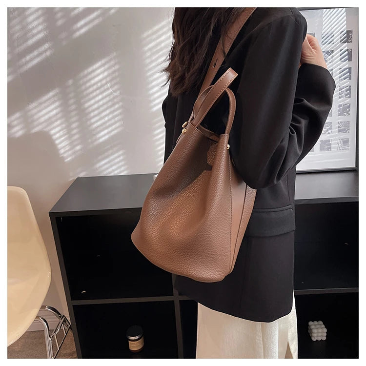 Luxury PU Bucket Bag – Trending Crossbody Shoulder Tote for Women 2026