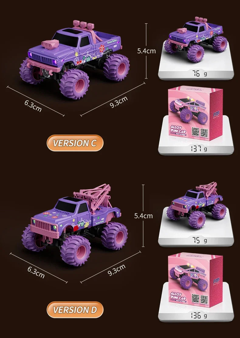hot model 1:64 mini alloy remote control truck 2.4G four-wheel drive big foot off-road vehicle simulation model children toy car