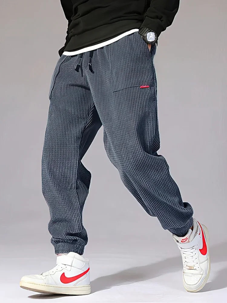 Men's Corduroy Jogger Pants — Baggy Fleece Harem Sweatpants for Autumn & Winter