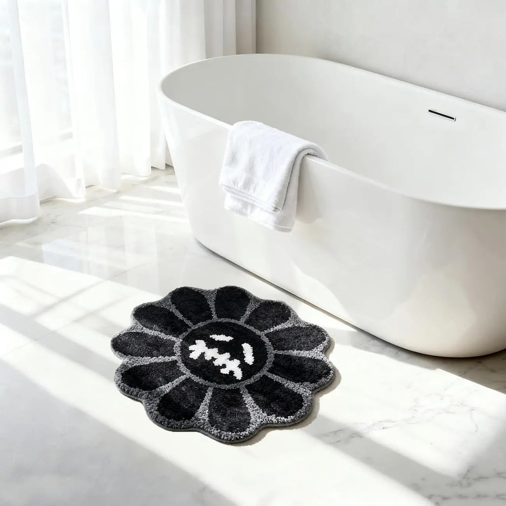 Dark Gothic Sunflower Rug – Absorbent Non-Slip Bath Mat & Bedside Carpet for Bedroom & Living Room
