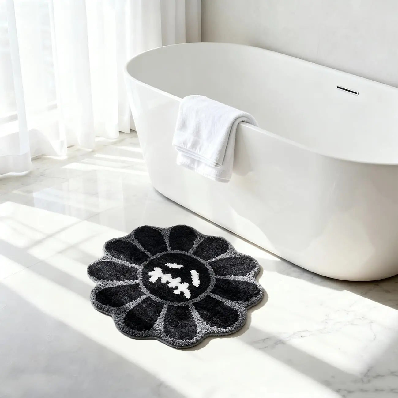 Dark Gothic Sunflower Rug – Absorbent Non-Slip Bath Mat & Bedside Carpet for Bedroom & Living Room