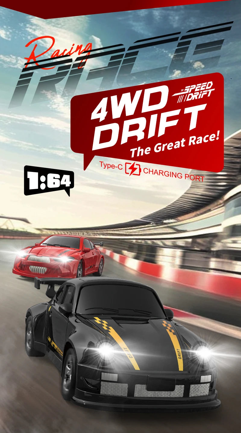 1/64 Scale Mini 4WD RC Drift Car – High Speed GTR Racing Model