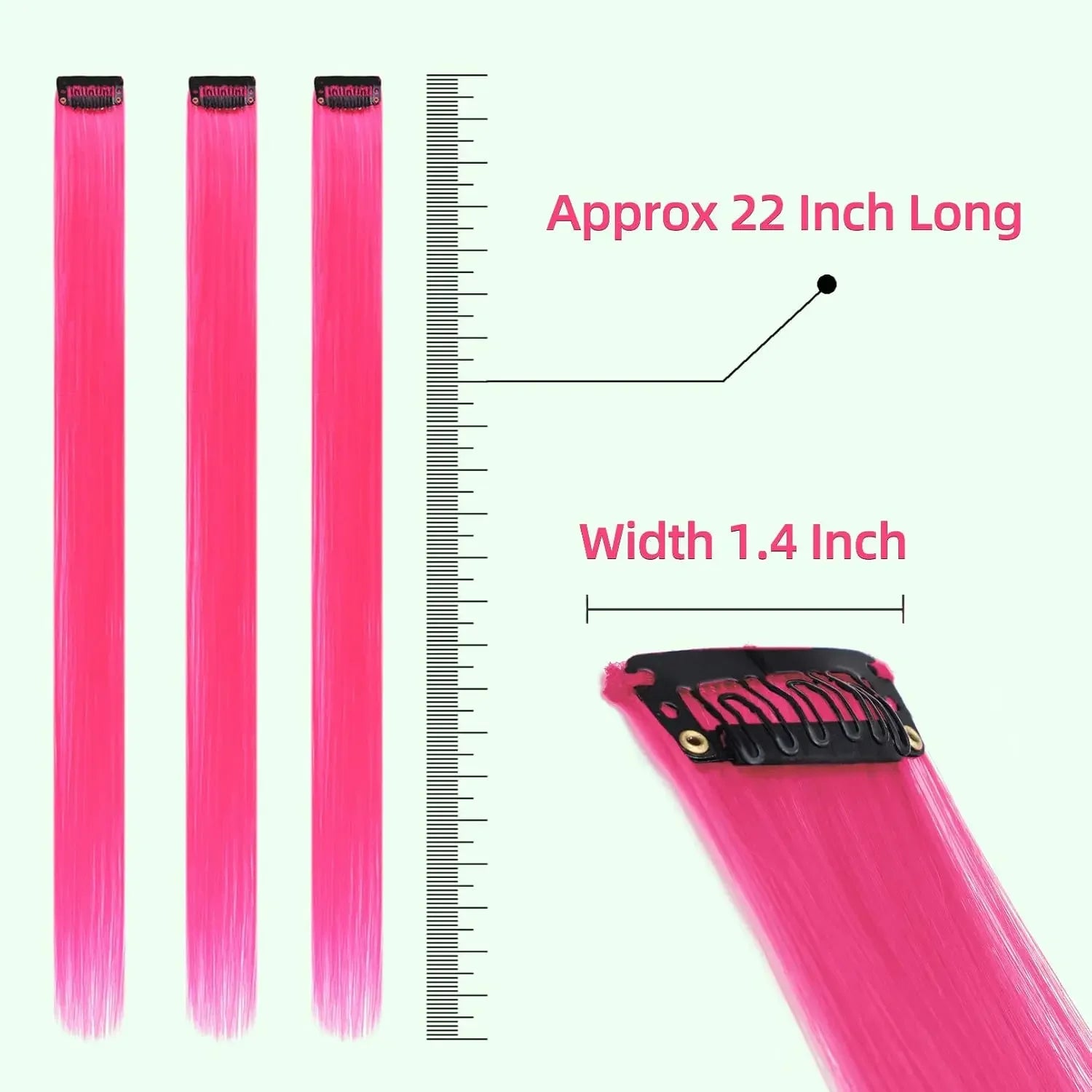 Synthetic 10PC Colored Clip-In Hair Extensions — Kinky Straight, High Temp Fiber, 70g Set