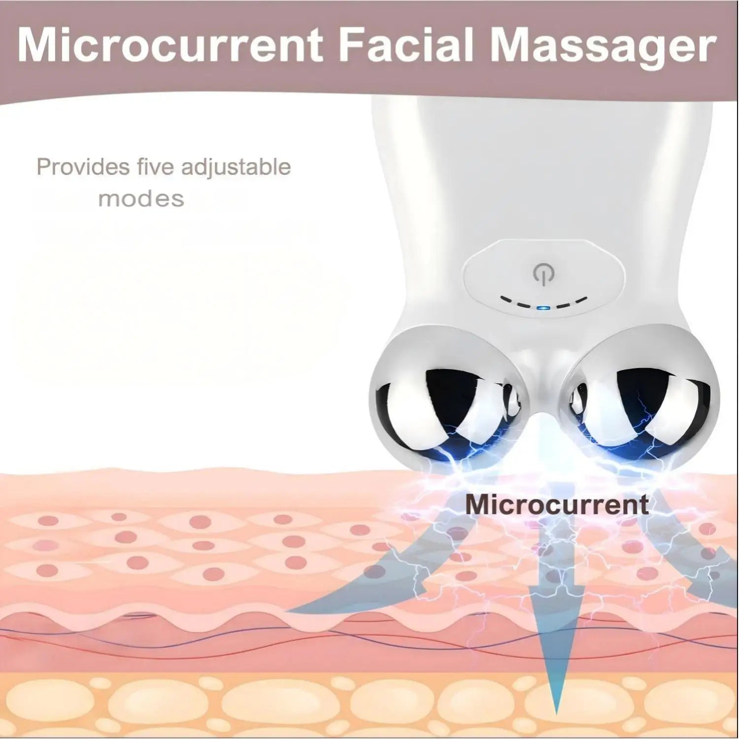 5-Level Microcurrent EMS Face Roller – V-Line Lifting, Skin Tightening & Serum Absorption Device