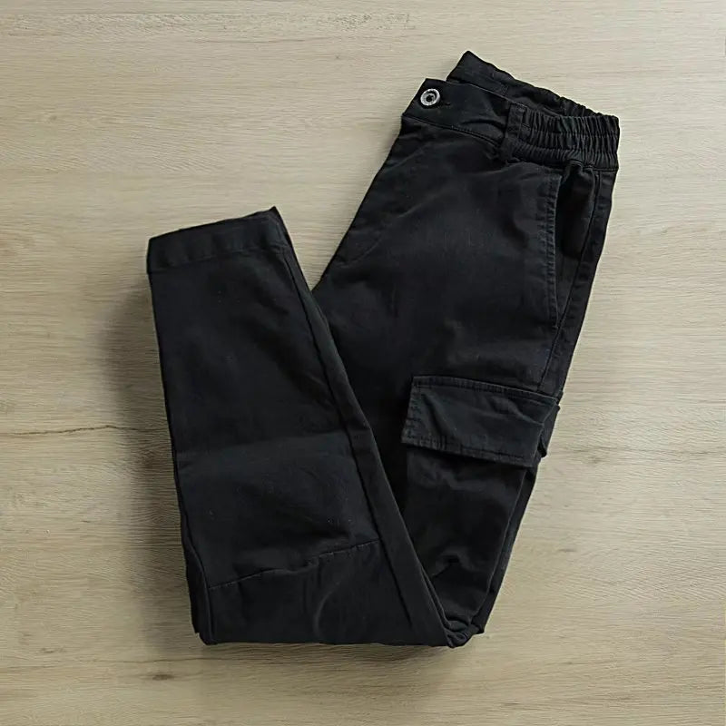 Men's Multi-Pocket Cargo Work Pants – Loose Fit Cotton Utility Trousers
