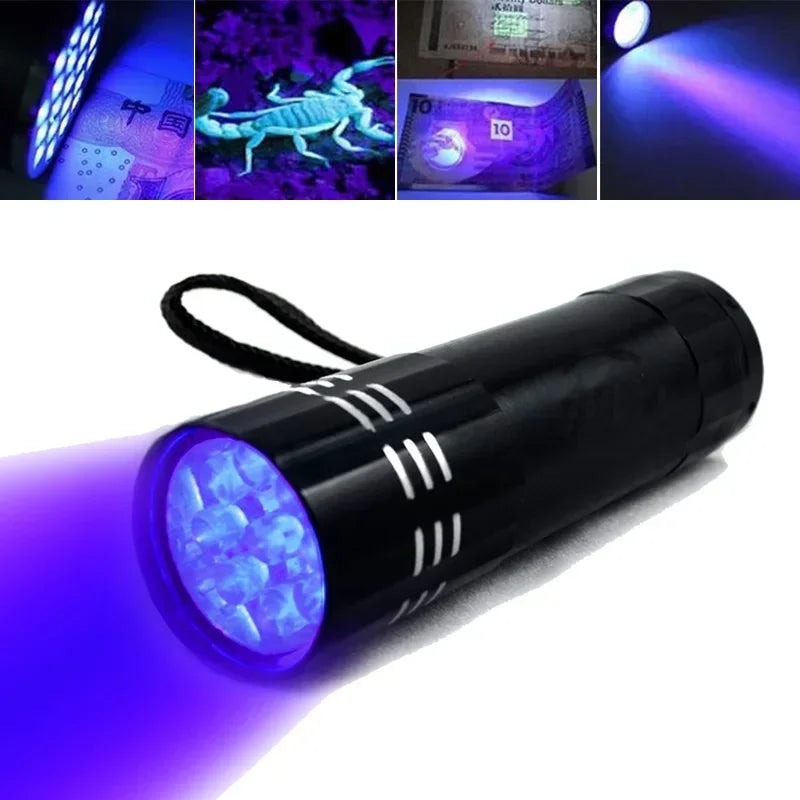 UV Blacklight Flashlight | 9/12 LED 395nm, Pet Urine & Stain Detector, Waterproof Aluminum, Batteries Not Included