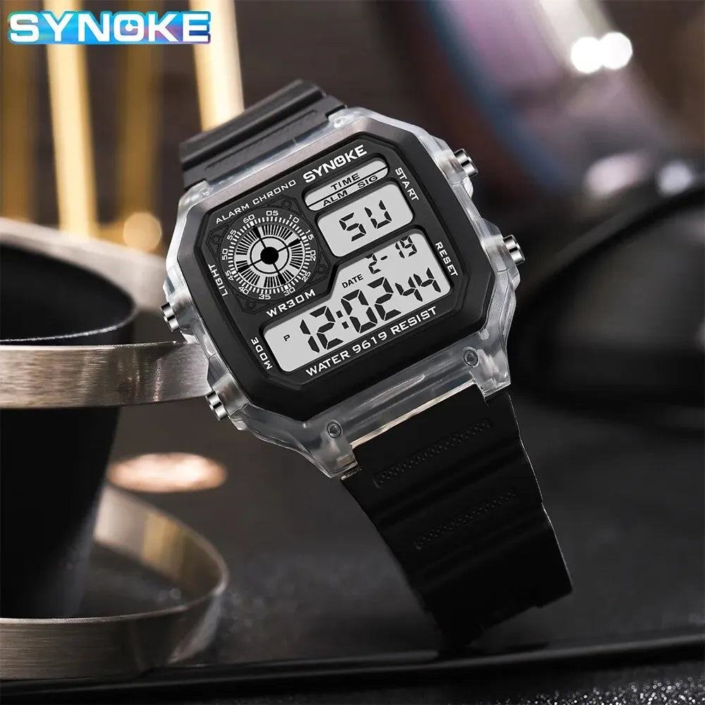 SYNOKE Digital Sport Watch | Luminous Multifunction Waterproof Seven Color LED Wristwatch