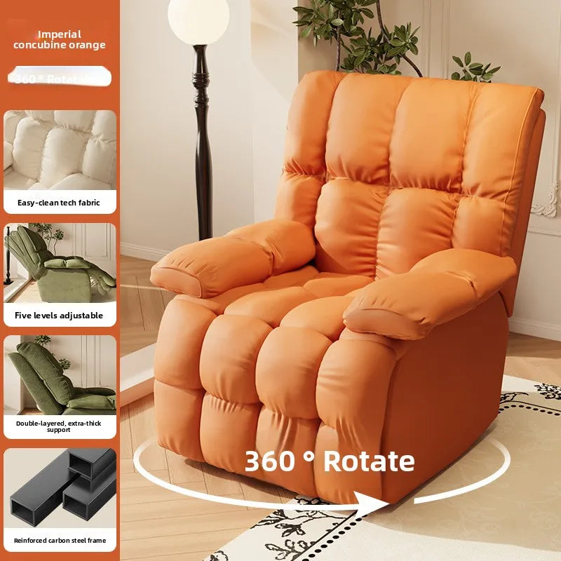 Five-Position Fabric Lounge Chair with Padded Arms