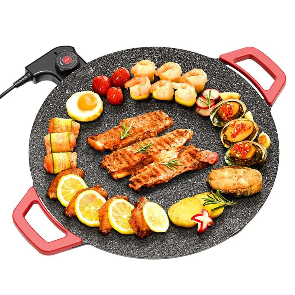 Electric Indoor Non-Stick BBQ Griddle Pan – Portable Countertop Grill for Family Gatherings