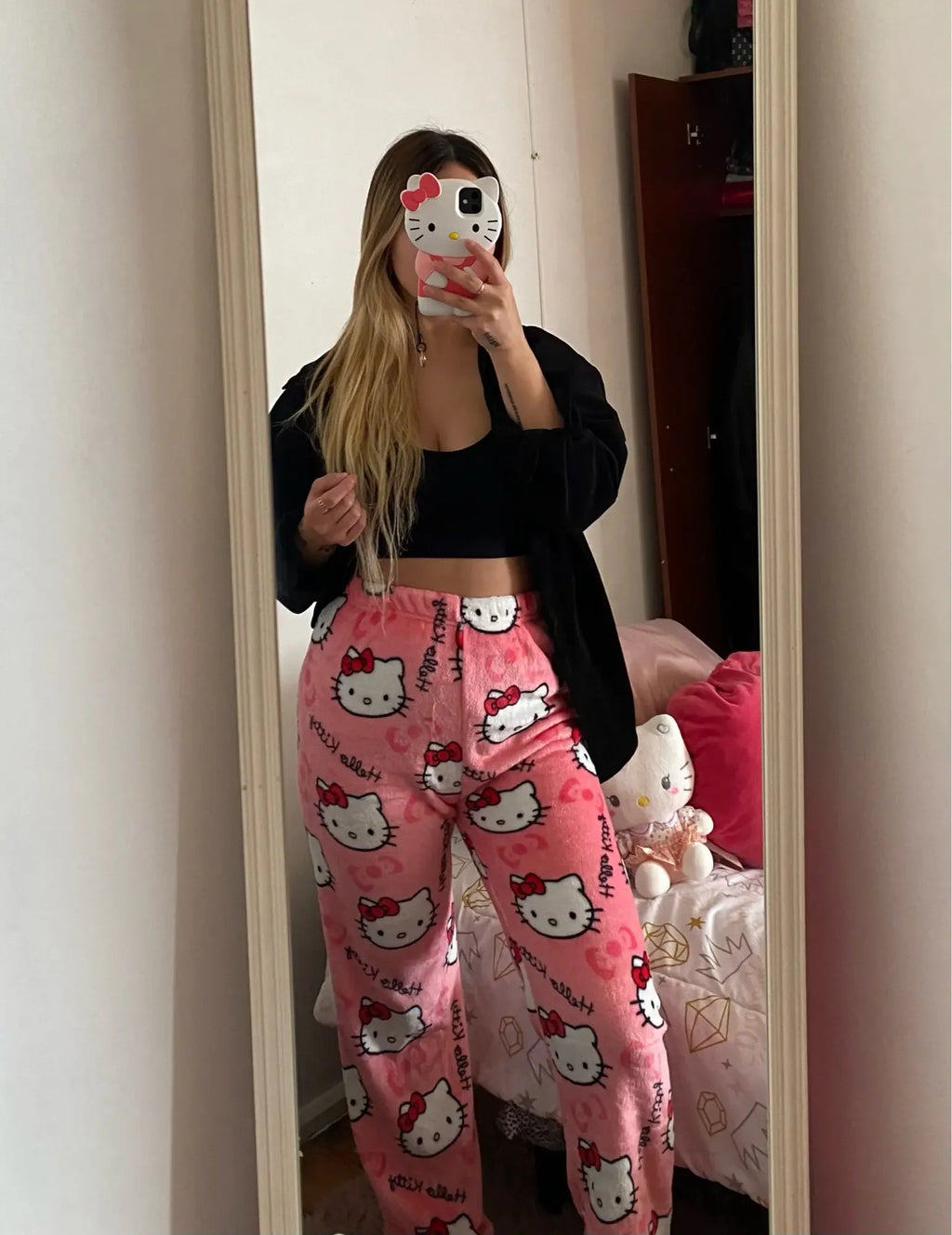 Y2K Hello Kitty Anime Couples Pajamas | Cartoon Casual Homewear Trousers Set