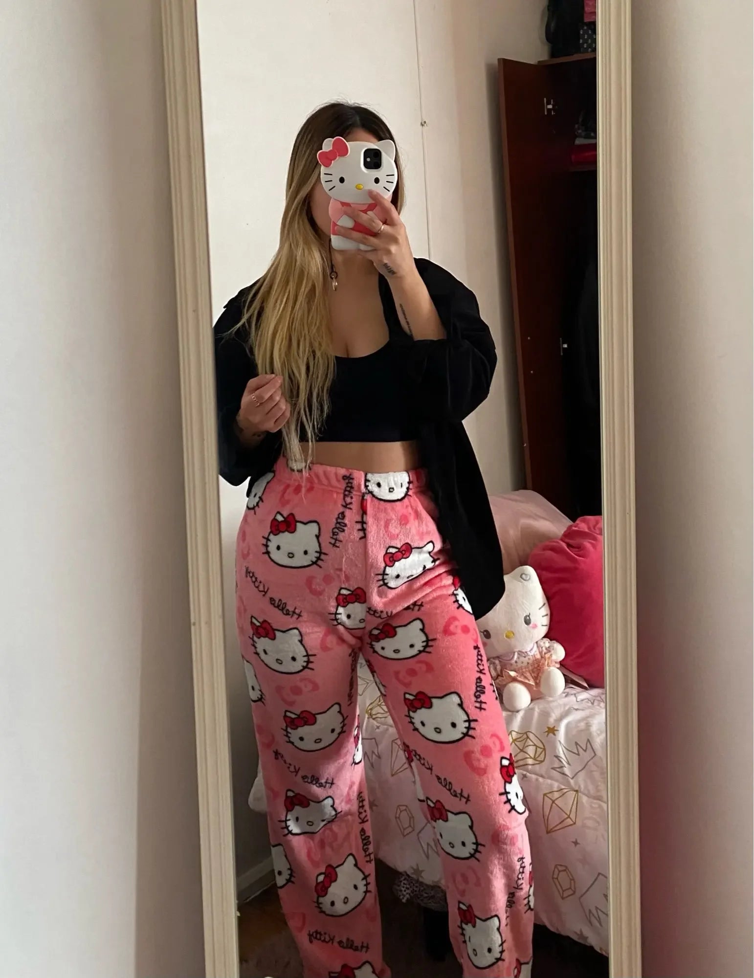 Y2K Hello Kitty Anime Couples Pajamas | Cartoon Casual Homewear Trousers Set