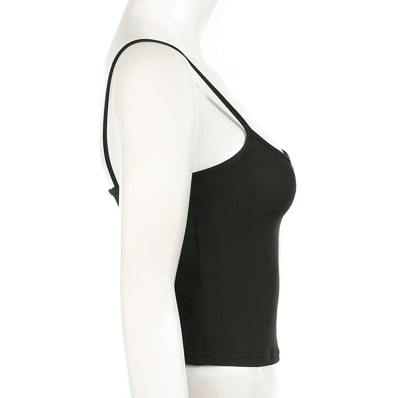 Women's Y2K Harajuku Spaghetti Strap Cropped Top – Vintage Sleeveless All-Match Summer Top