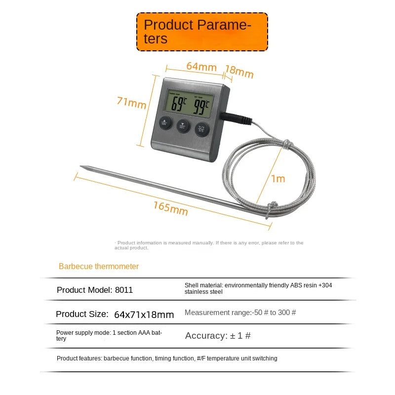 TP700 Digital Wireless Food Thermometer — Remote Probe for BBQ, Grill, Oven & Meat