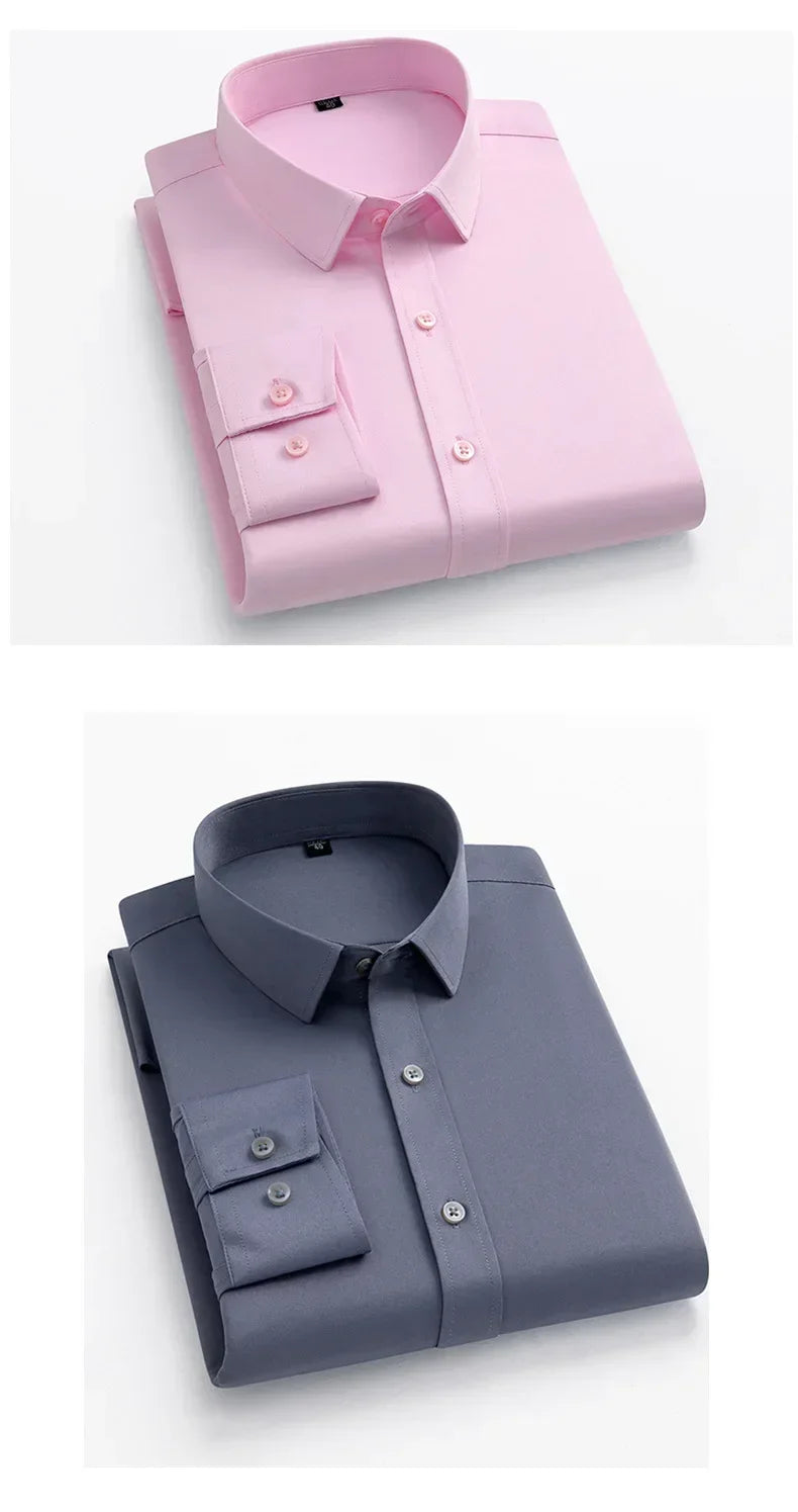 Men's Non-Iron Business Stand Collar Dress Shirt — Wrinkle-Free Formal Shirt