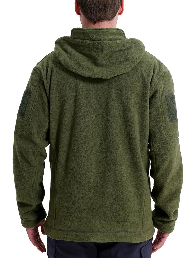 Men's Tactical Fleece Jacket – Full Zip Military Hoodie with Multi-Pockets for Hiking & Hunting
