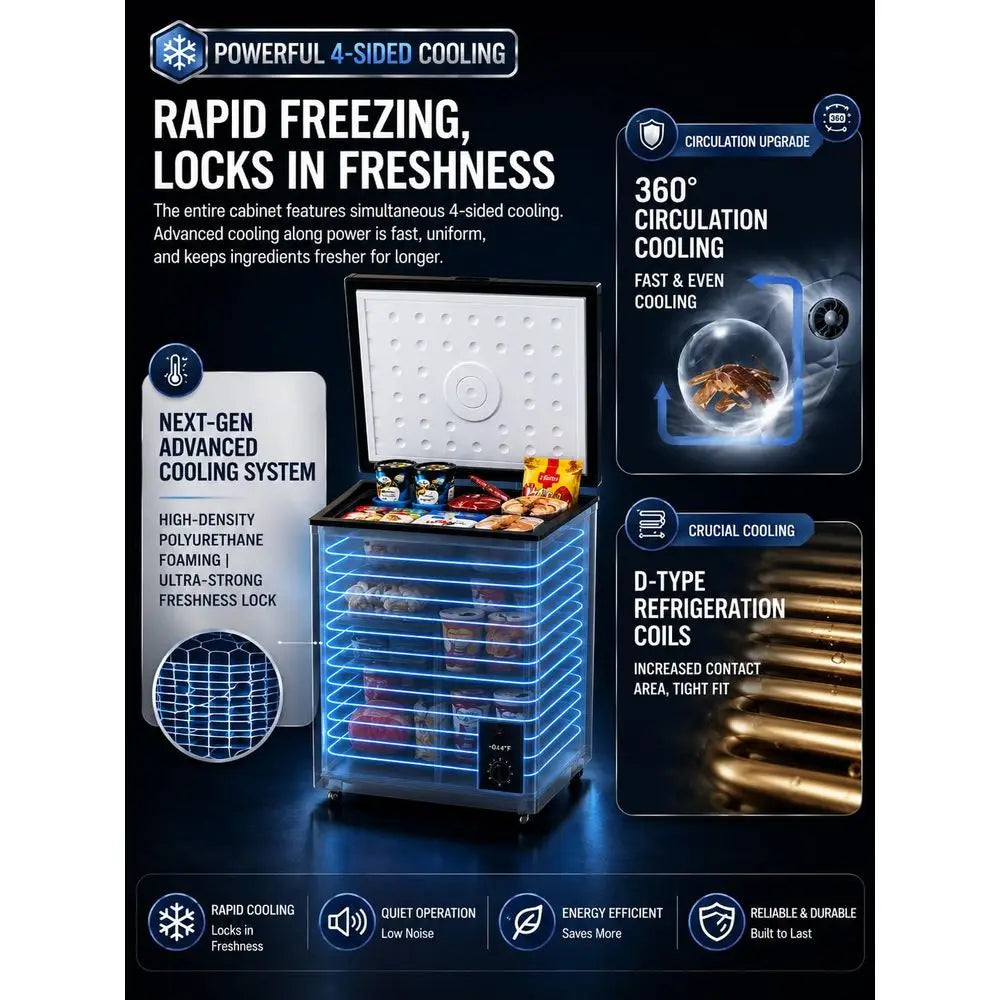 Compact Deep Freezer with Adjustable Temperature Control – Energy Efficient & Low Noise