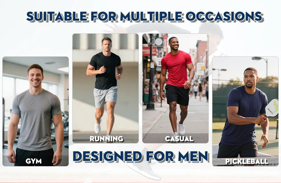 Men's 5-Pack Quick-Dry Short Sleeve Sport Shirts — Moisture-Wicking Training Tees