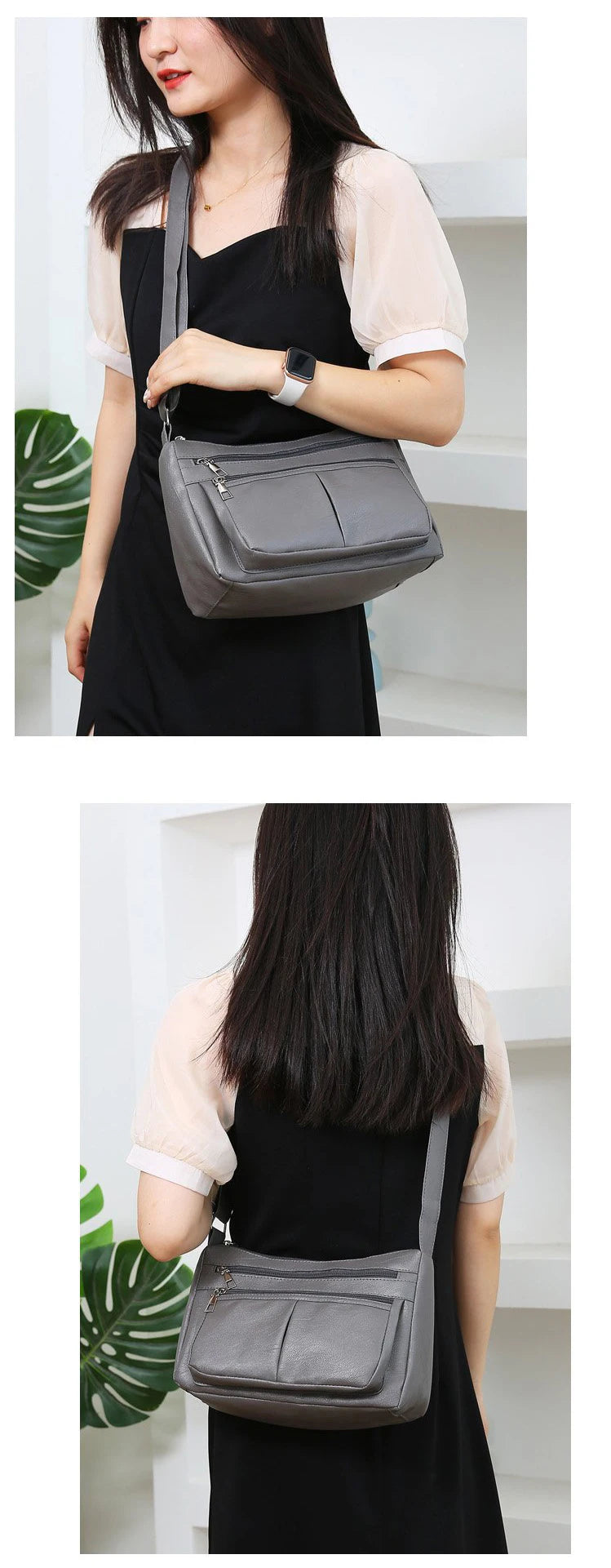 Korean Soft Leather Crossbody Shoulder Bag – Luxury Designer Tote for Women