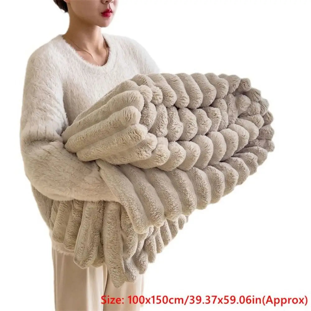 Double-Sided Jacquard Throw Blanket – Warm & Breathable Cotton-Bamboo Blend, 6 Colors