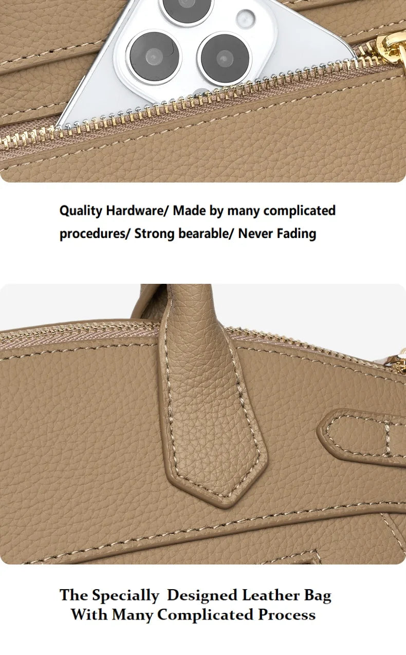 ZOOLER Genuine Cow Leather Flap Tote Bag – Luxury Lock Shoulder Crossbody Handbag for Women