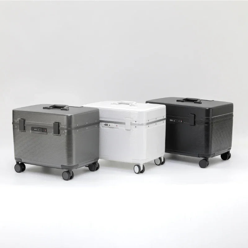 Aluminum Alloy Frame Suitcase, Top-Opening ABS Portable Trolley Case, Universal Wheels, Customs Code Lock Boarding Case
