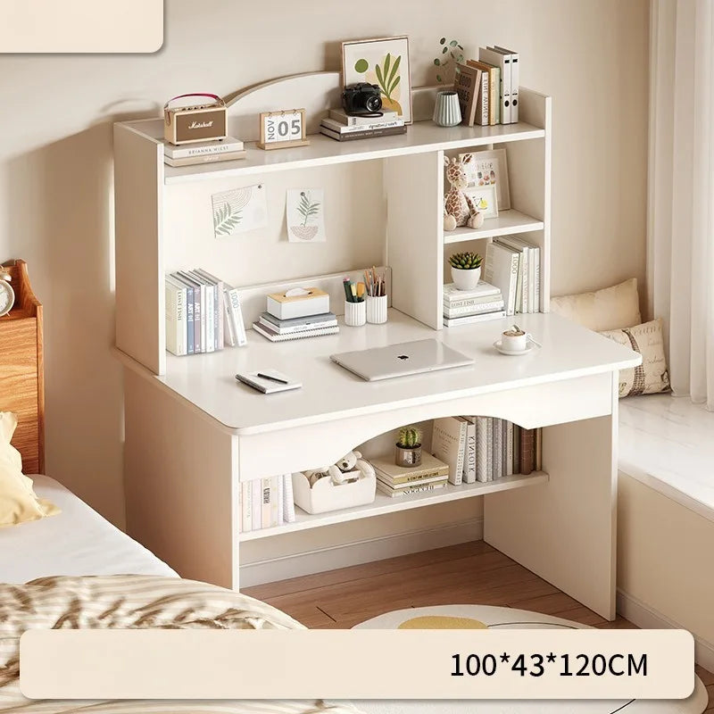 Home Desk with Integrated Bookcase — Student Study Table, Bedroom Dresser & Computer Desk with Storage