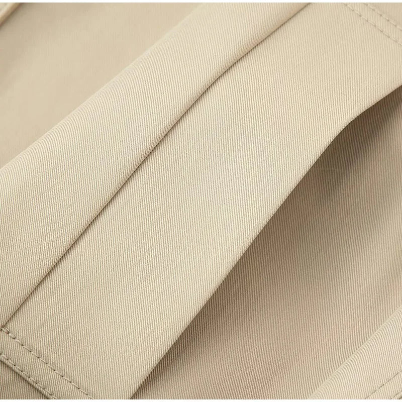 Women's Double-Breasted Cropped Trench Coat – Chic Vintage Office Jacket
