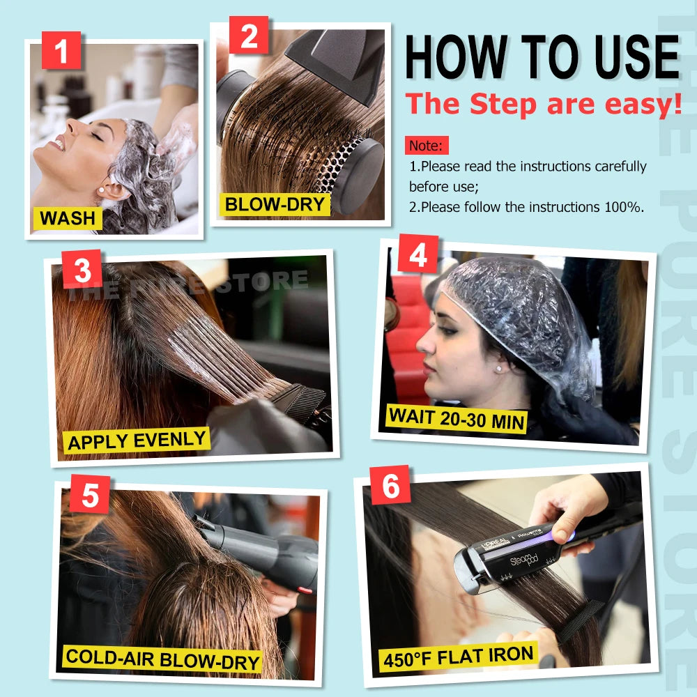 PURC 8% Keratin Smoothing Treatment Frizzy Removal Brazilian Keratin Curly Hair Care Products Salon Professional 1000ml