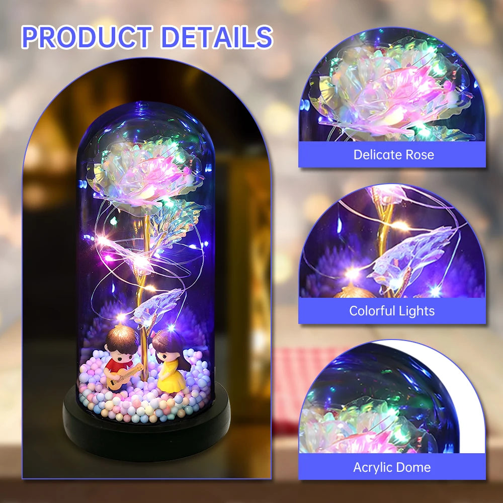 Light-Up Eternal Rose in Acrylic Dome — Gift
