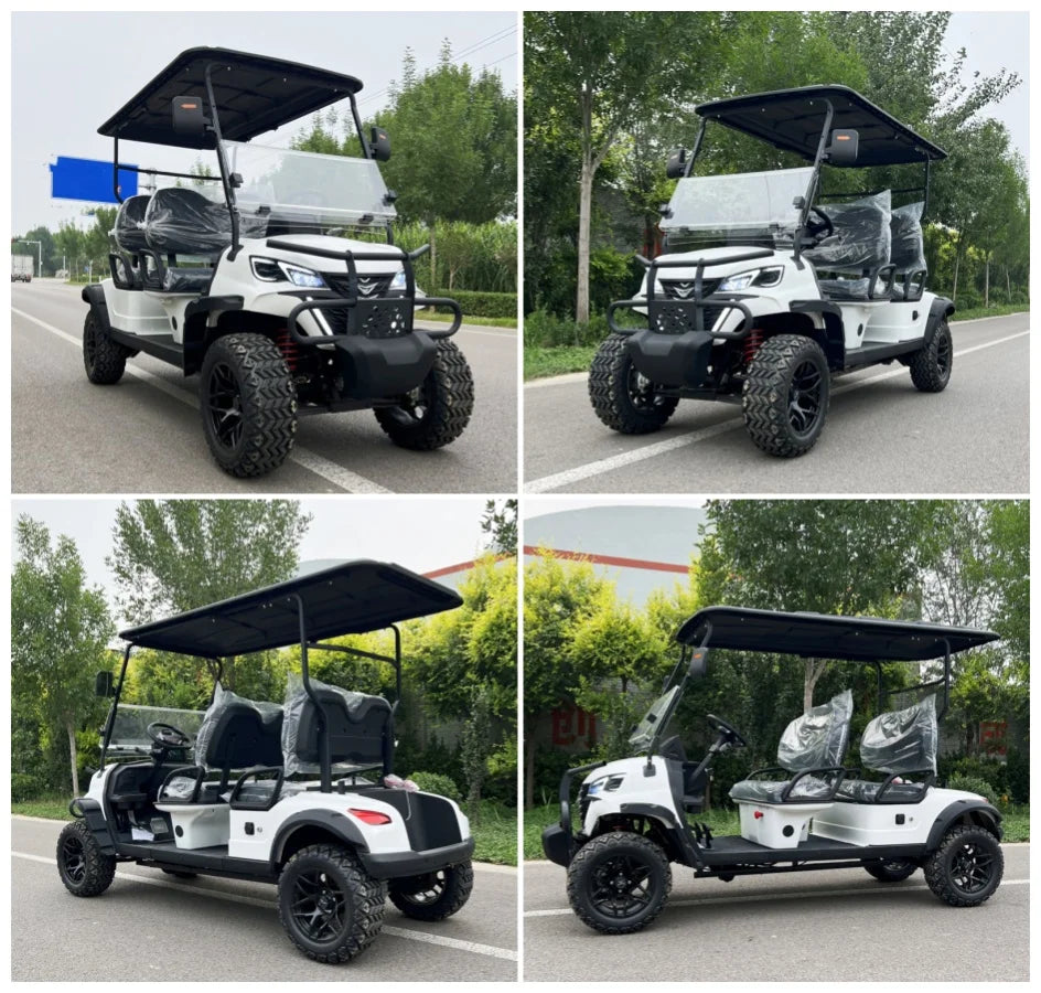 Touring Electric Golf Cart — Multi-Purpose Hunting Cart with Folding Windshield & Touch Display