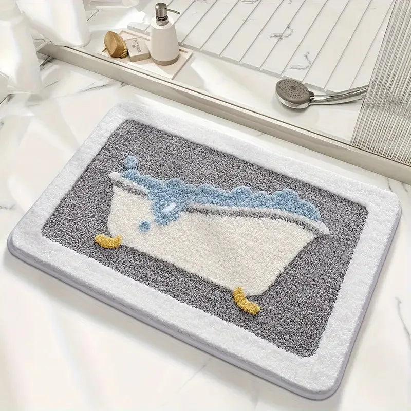 Non-Slip Knit Bath Rug – Water Absorbent Machine Washable Polyester Bath Mat