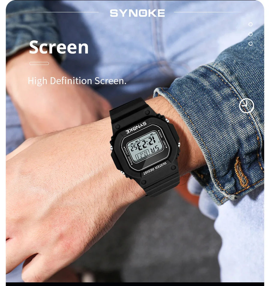 SYNOKE Men's Military Digital Watch | Outdoor Sport Retro Waterproof Multifunctional Luminous Wristwatch