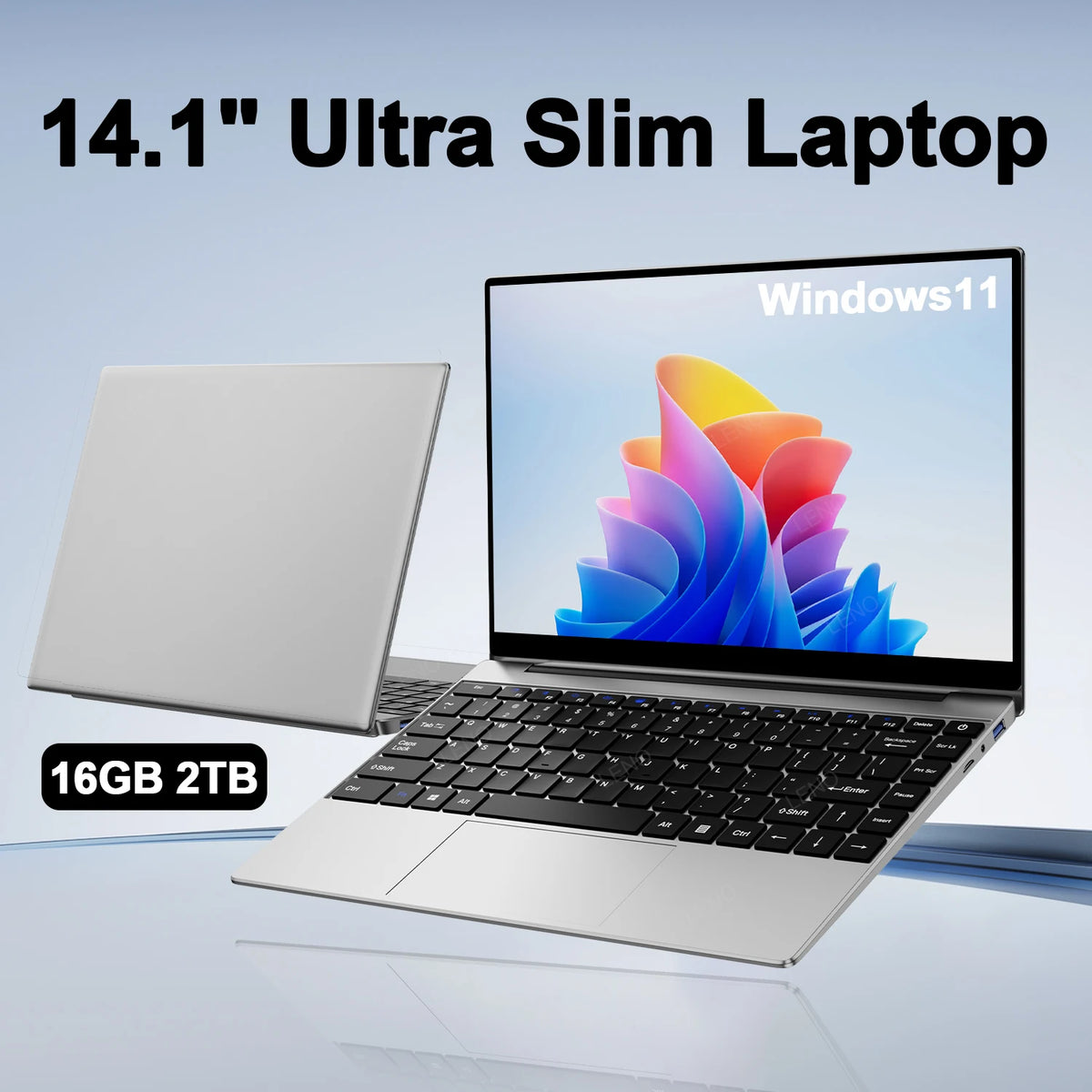14.1" Intel N3700 Ultra Slim Notebook – 16GB RAM, Up to 2TB SSD, 1080P Display, Windows 11