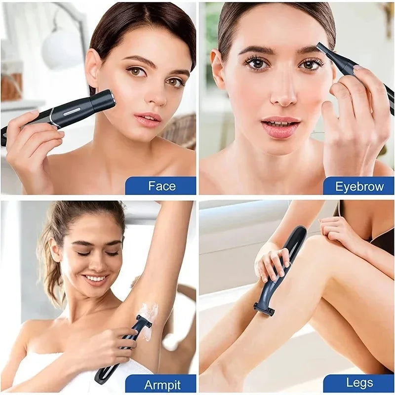 GZHJGOS 4-in-1 Electric Hair Trimmer for Women & Men – Face, Eyebrow, Nose, Body, USB Rechargeable