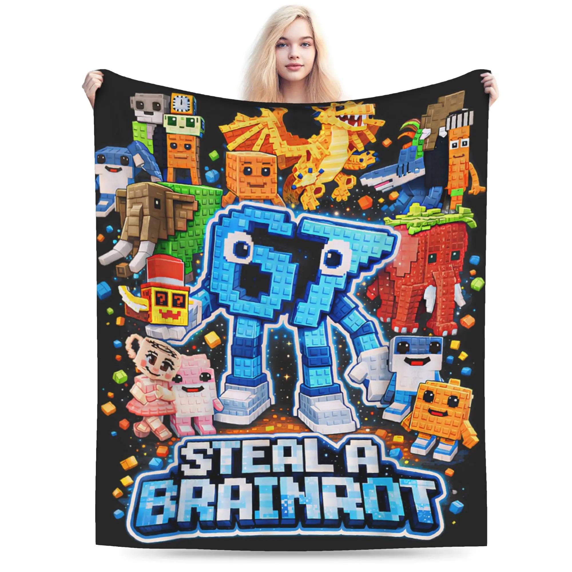 Brainrot Meme Flannel Blanket – Warm Novelty Throw for Bedroom, Sofa & Bed, Multiple Sizes