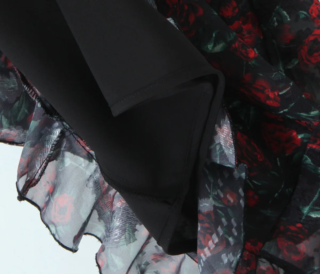 Vintage Floral Front Tie Bodycon Midi Dress — Sexy Elegant Black Summer Dress