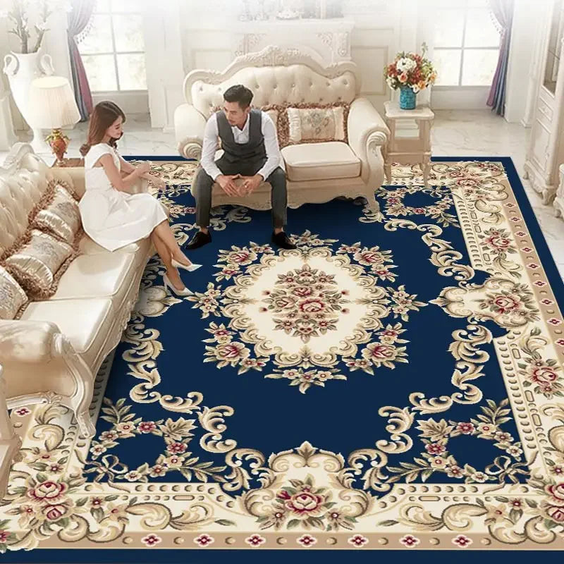European Luxury Large Area Rug – Washable Non-Slip Carpet for Living Room & Bedroom