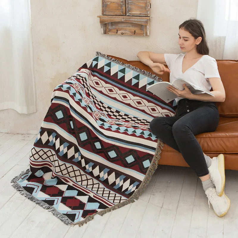 Bohemian Plaid Blanket for Sofa bed Decorative Blankets Outdoor Camping Picnic Blanket Boho Sofa cover throw Blanket With Tassel
