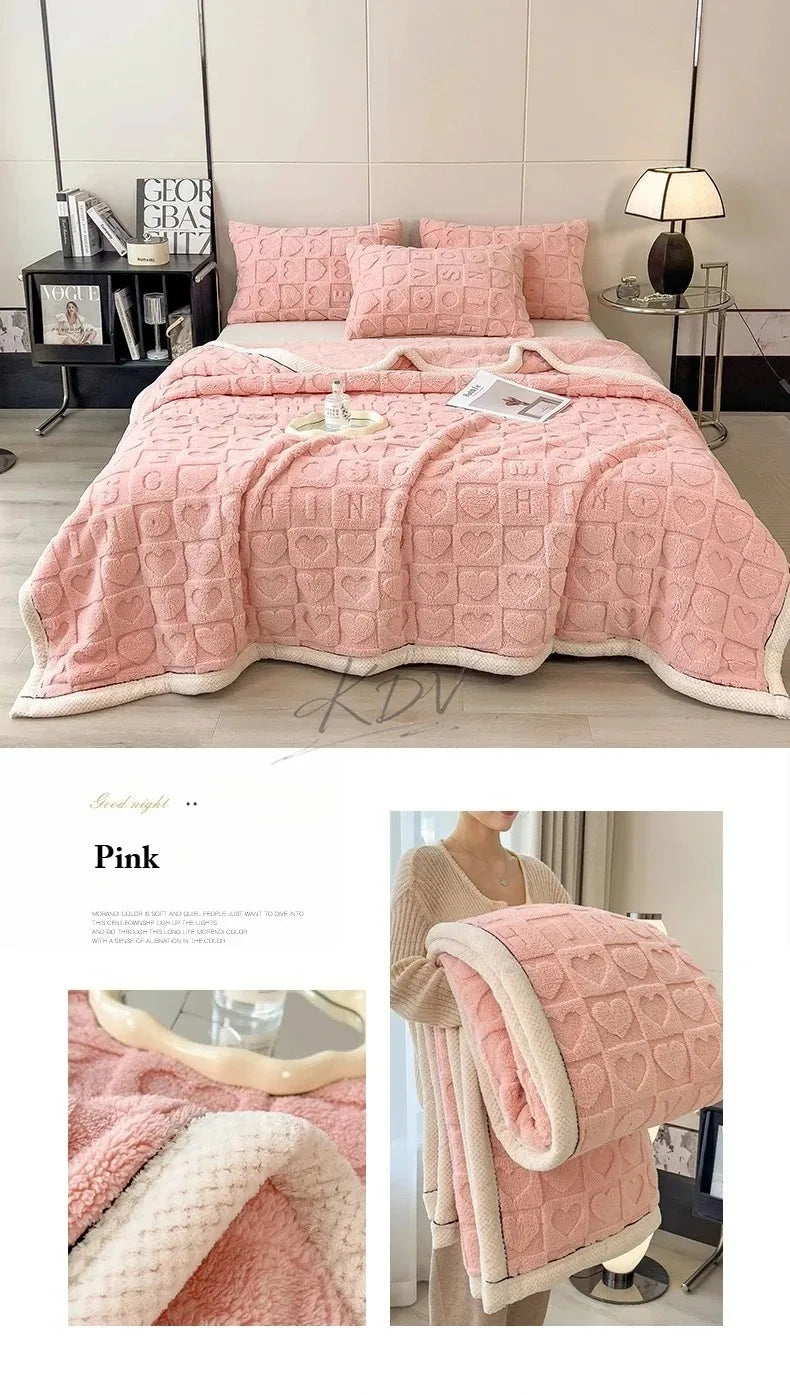 Heart Pattern Fleece Blanket – Cozy Throw & Bedding Sets