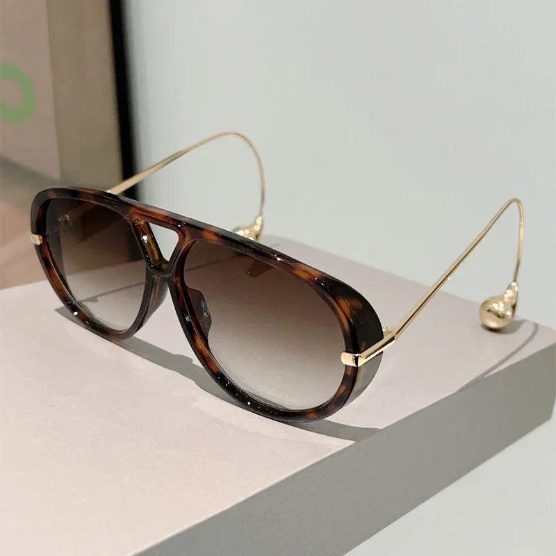 GM LUMIAS Oversized Pilot Sunglasses | Double Bridge Gradient Luxury Designer Shades for Women