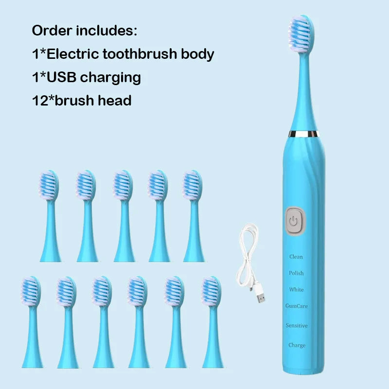 Toothink Sonic Electric Toothbrush – 5 Modes, IPX7 Waterproof, USB Rechargeable, 5+ Brush Heads