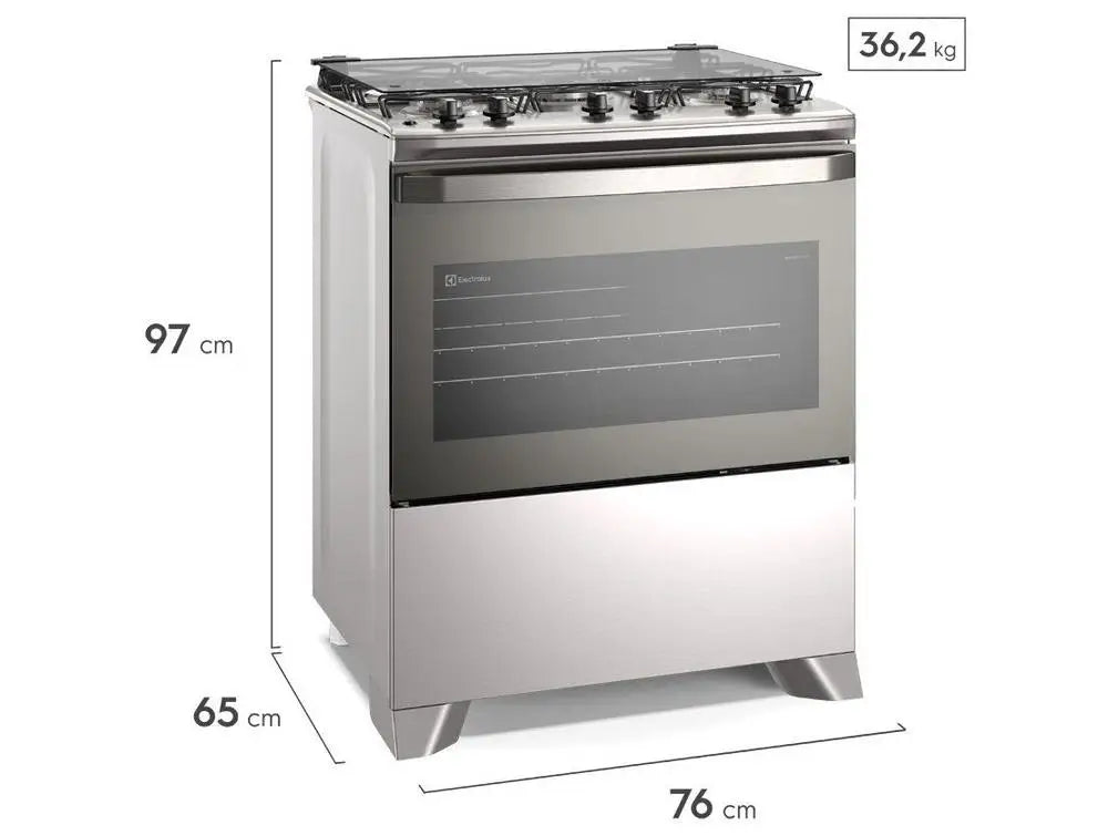 Electrolux 5-Burner Stainless Steel Gas Range – Efficient Inox Grey, Bivolt (FE5IG)