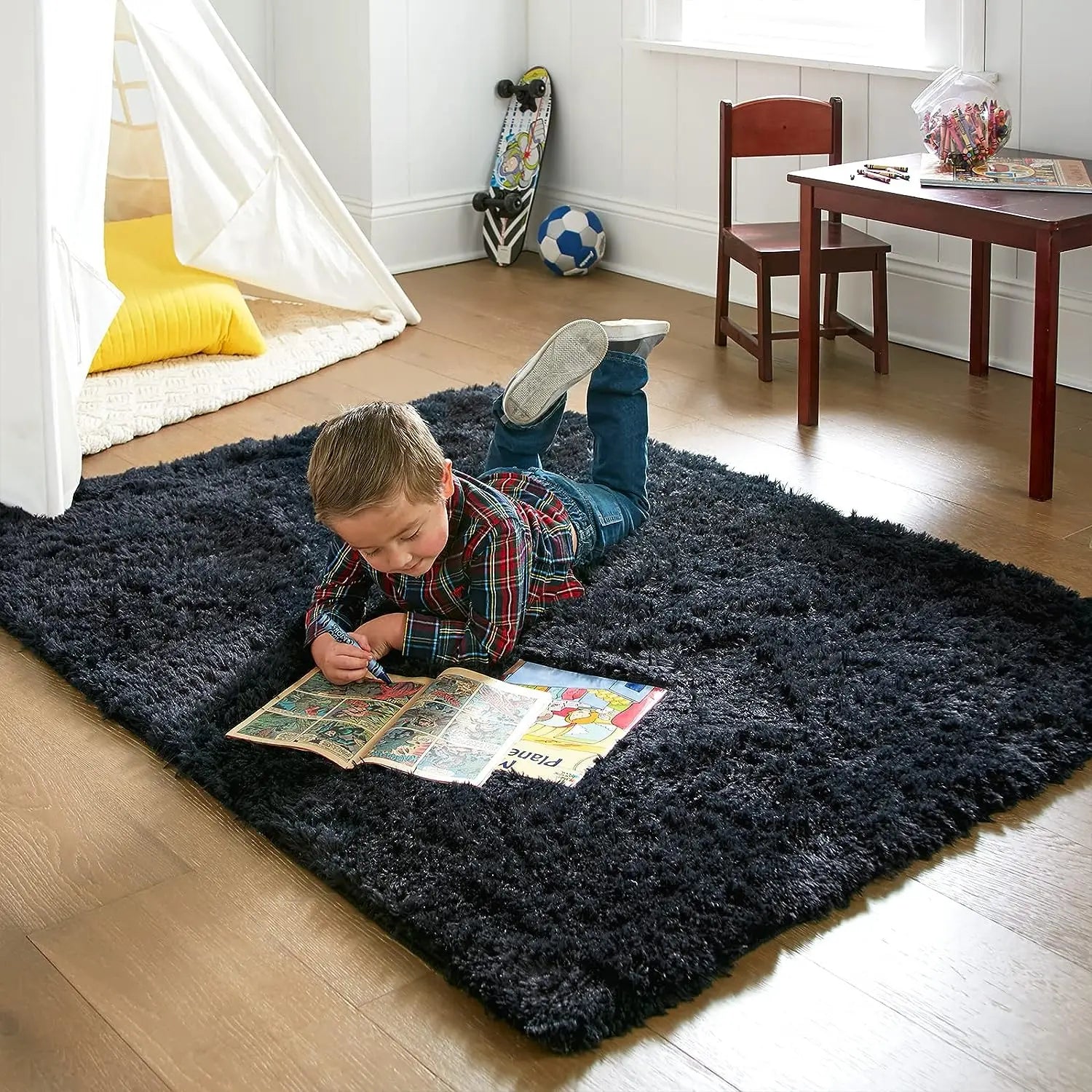 Fluffy Area Rug – Nordic Style Non-Slip Bedroom & Living Room Carpet, 8 Colors & 7 Sizes