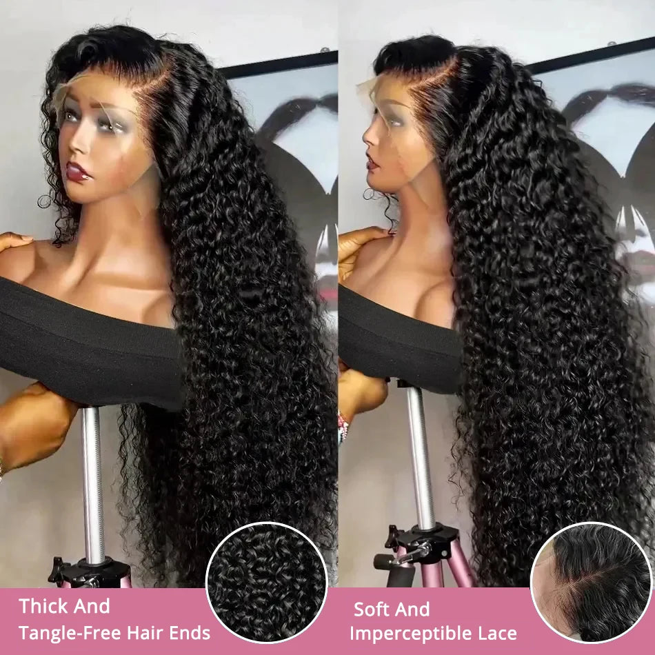 40–50 Inch Water Wave Curly Lace Front Wig | 300% Density 13x4 13x6 7x5 HD Glueless Brazilian Human Hair for Women