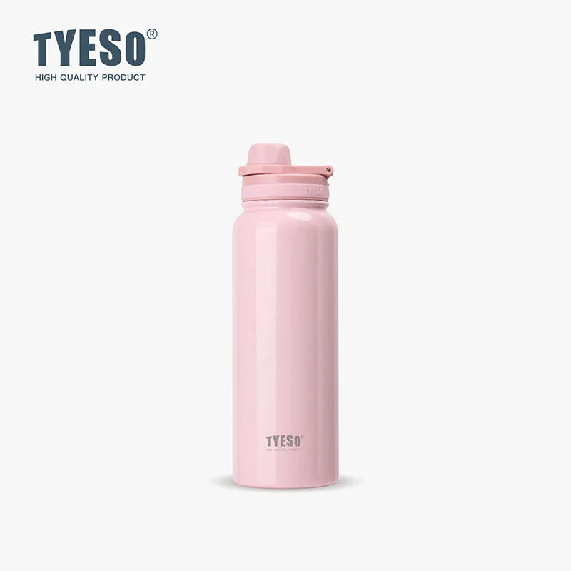 TYESO 304 SS Vacuum Thermos Bottle – Wide Mouth, Leakproof, 6–12Hr, 600–1200ml, 10+ Colors, Optional Cup Bag