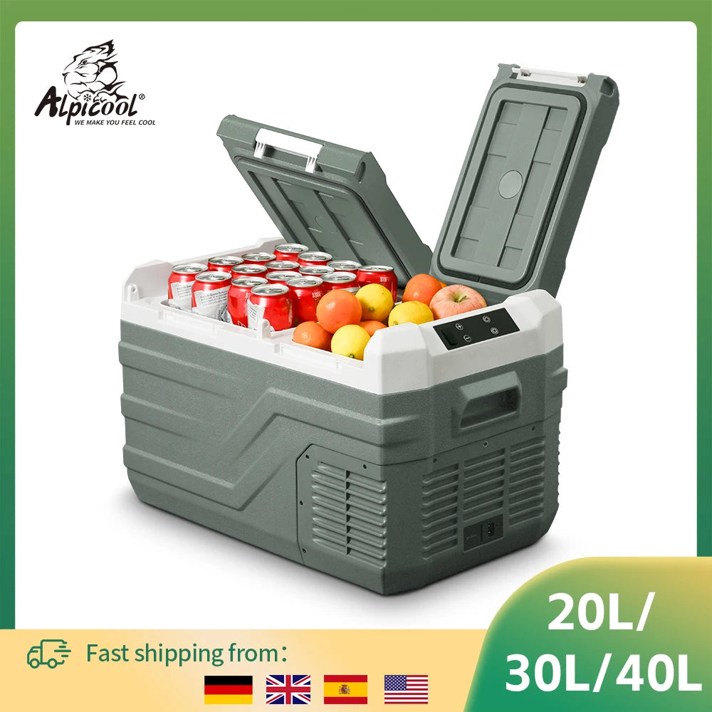 Alpicool NLS Car Refrigerator — 20L 30L 40L Portable Compressor Mini Fridge Freezer 12/24V DC & 100-240V AC for Camping