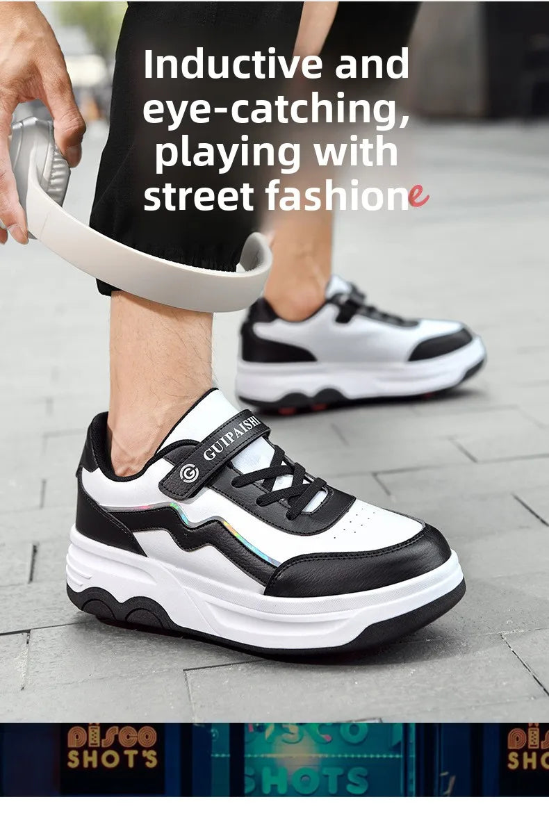 6-Wheel Children's Roller Skate Shoes – 2-in-1 Detachable Wheel Skating Parkour Racing Sneaker